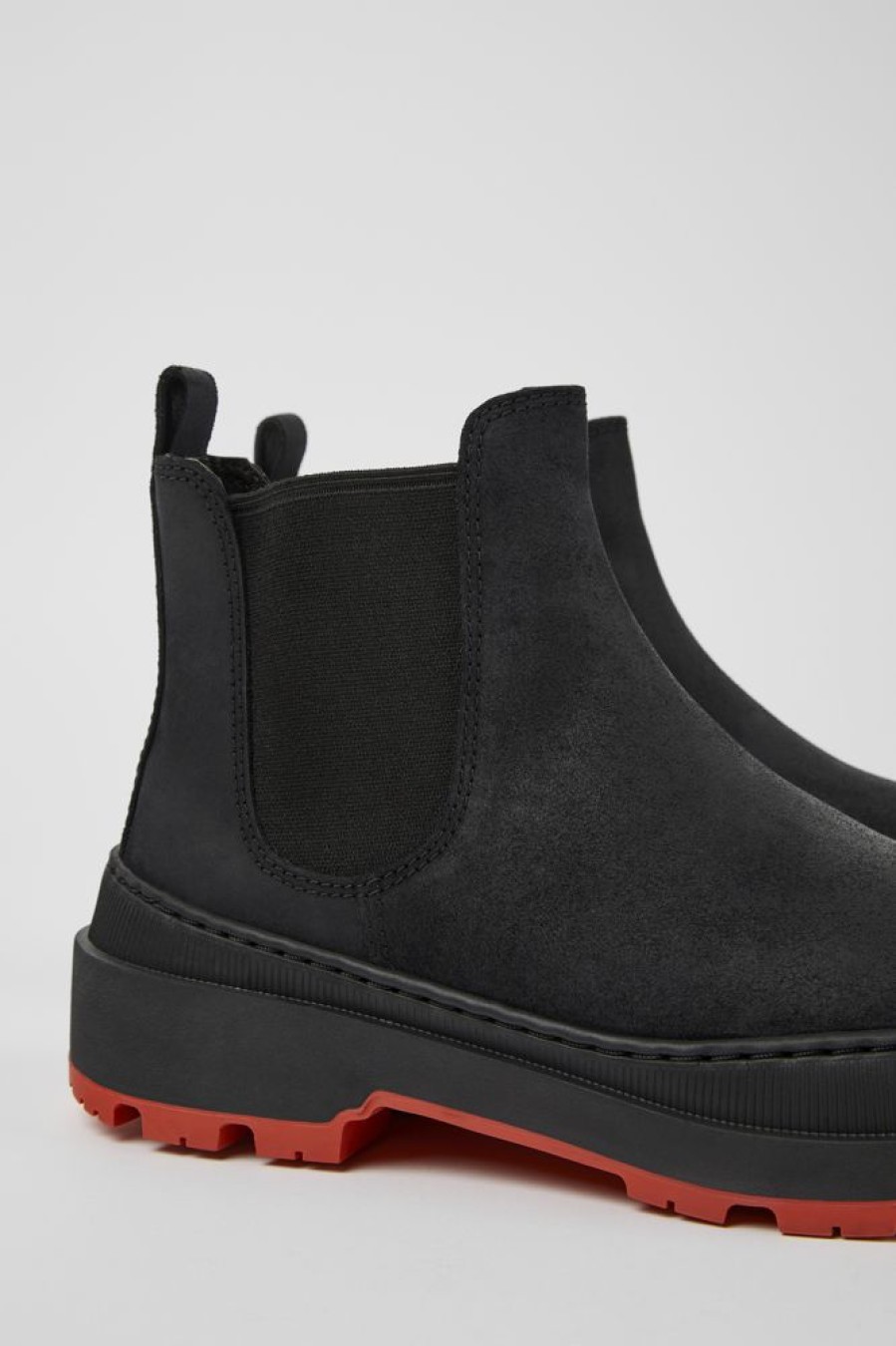 Damen CamperLab Stiefeletten | Schwarze Damenstiefelette Aus Nubukleder