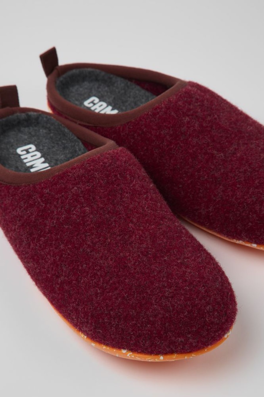 Damen CamperLab Slipper | Weinroter Wollhausschuh Fur Damen