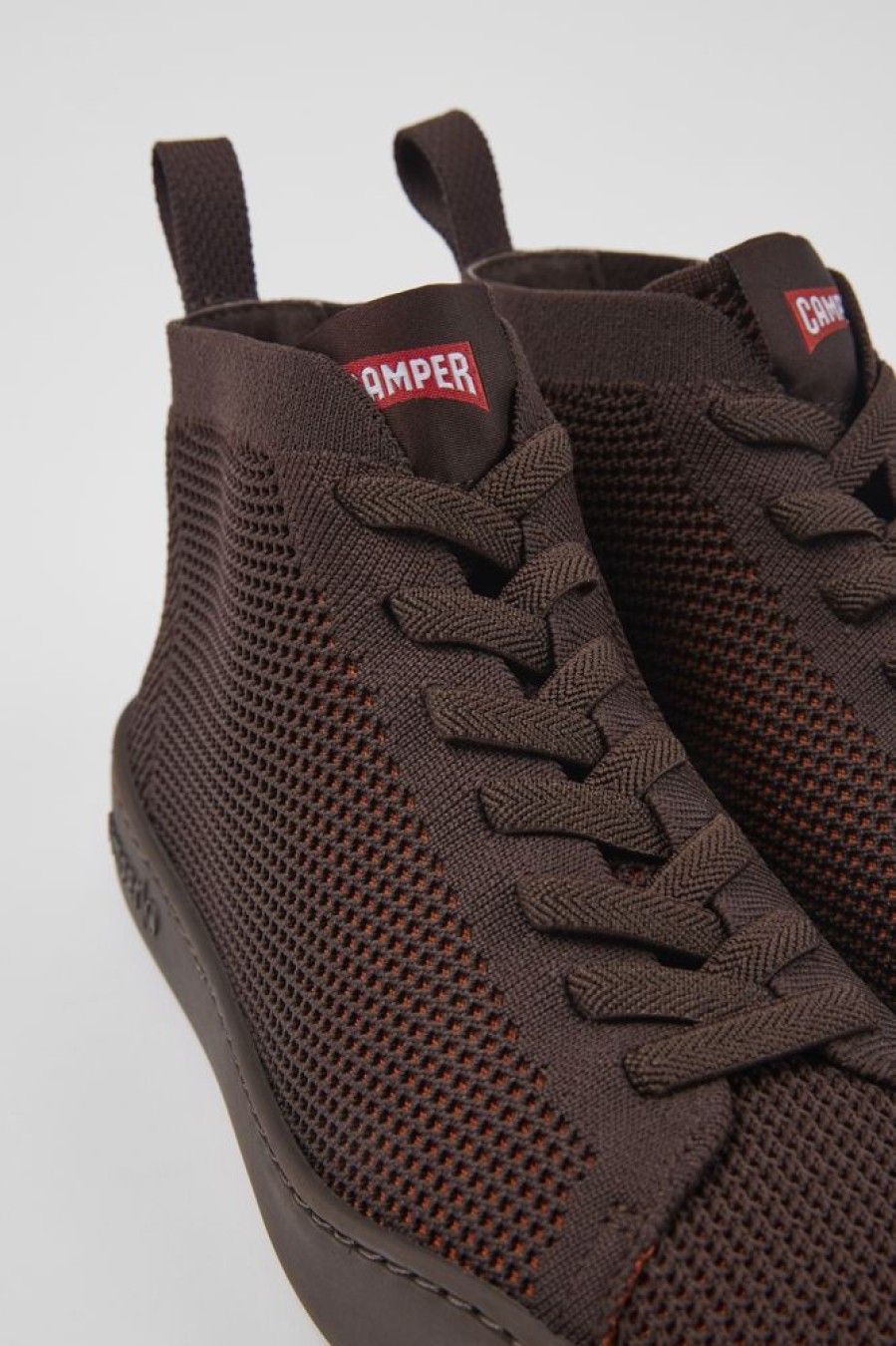 Damen CamperLab Stiefeletten | Weinroter Damenstricksneaker Aus Einem Stuck