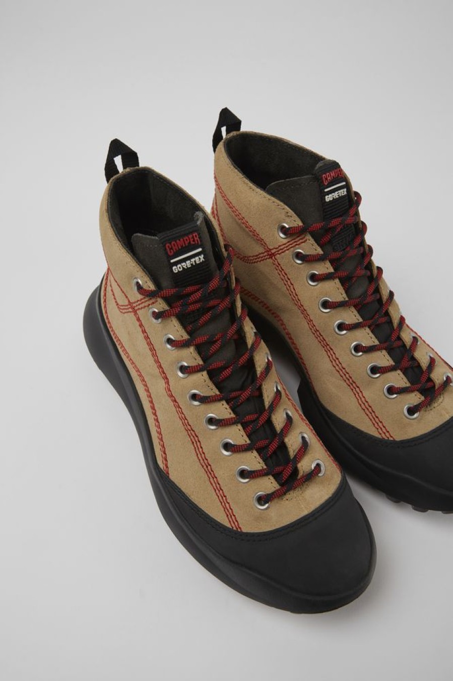 Damen CamperLab Stiefeletten | Beiger Damensneaker Aus Textil Und Nubukleder