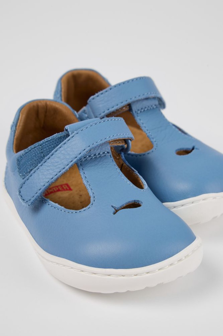 Kinder CamperLab Klettverschluss | Blauer T-Steg-Schuh Aus Leder