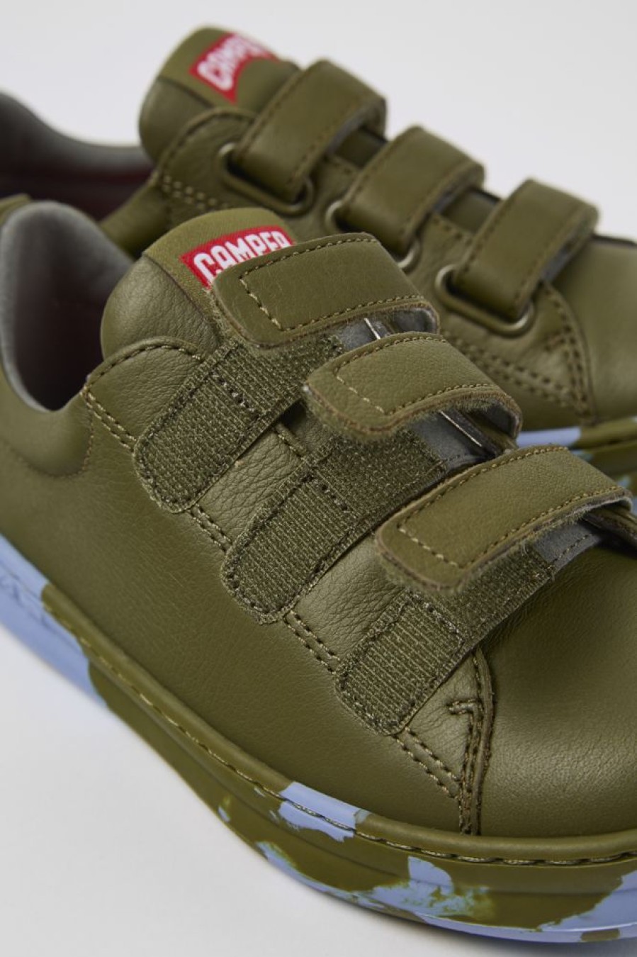 Kinder CamperLab Klettverschluss | Gruner Ledersneaker