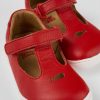 Kinder CamperLab Klettverschluss | Roter T-Steg-Schuh Aus Leder