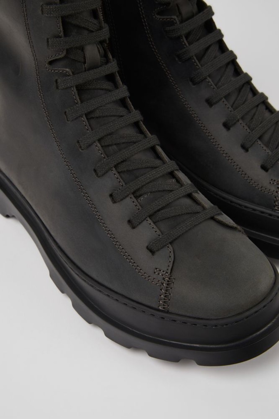 Herren CamperLab Elegante Schuhe | Dunkelgraue Herrenstiefelette Aus Nubukleder