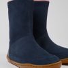 Kinder CamperLab Stiefel | Marineblauer Stiefel Aus Leder Und Nubukleder