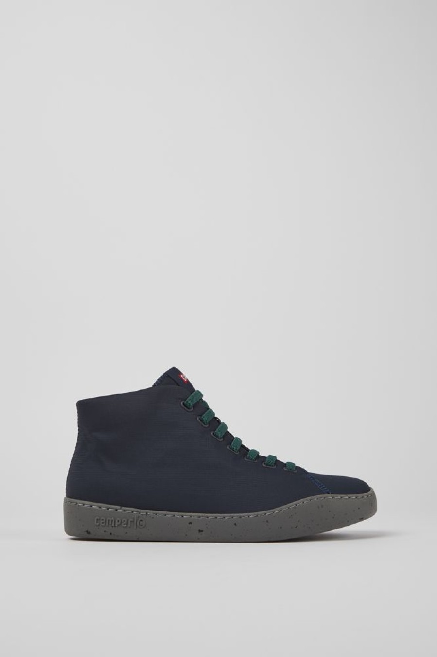 Herren CamperLab Lederfreie Schuhe | Blaue Herrenstiefelette Aus Textil