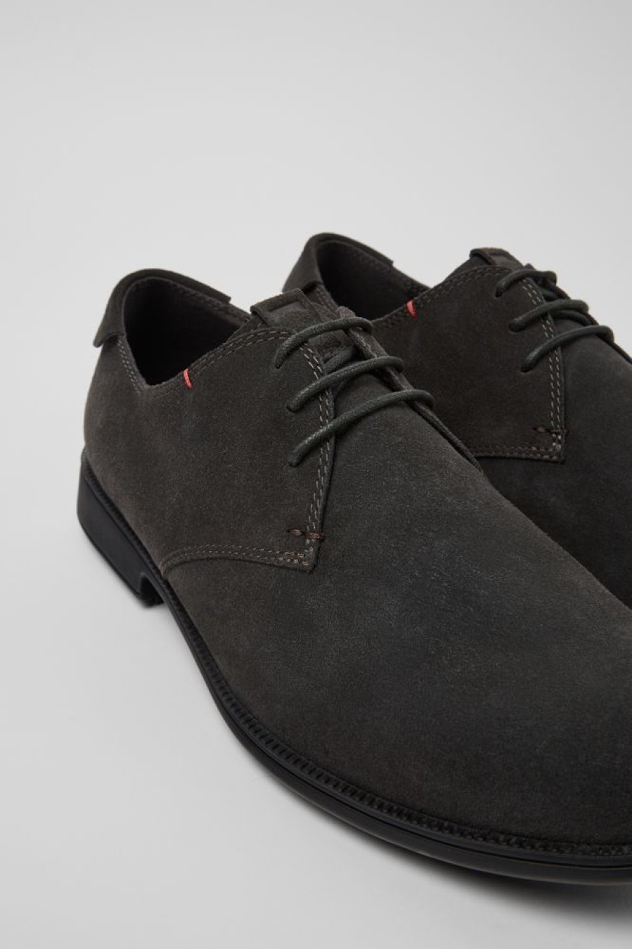 Herren CamperLab Elegante Schuhe | Graubrauner Herrenschuh Aus Nubukleder