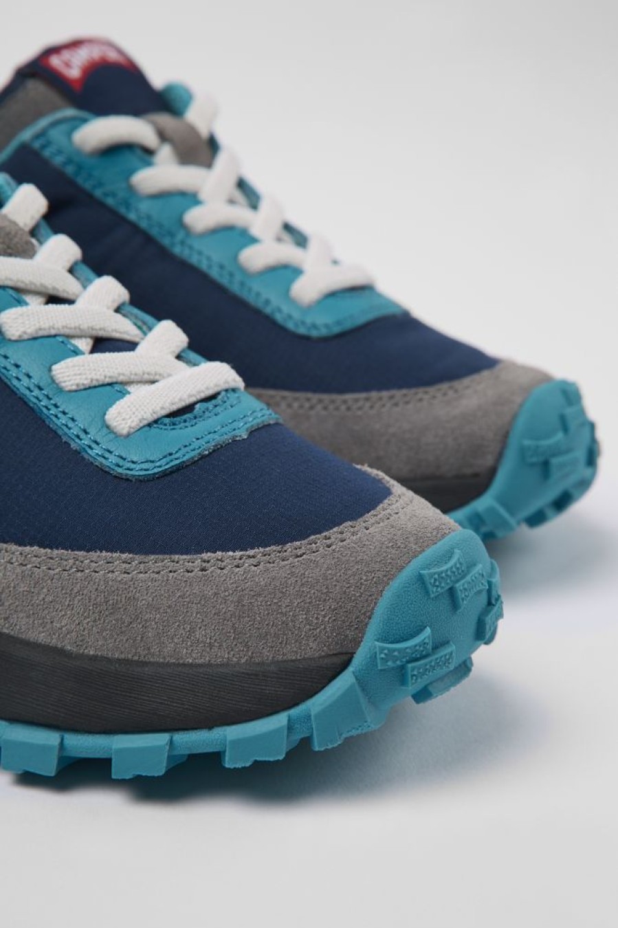 Kinder CamperLab Schnurschuhe | Blauer Kindersneaker Aus Leder Und Textil