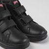 Kinder CamperLab Stiefel | Schwarze Kinderstiefelette Aus Leder Und Textil