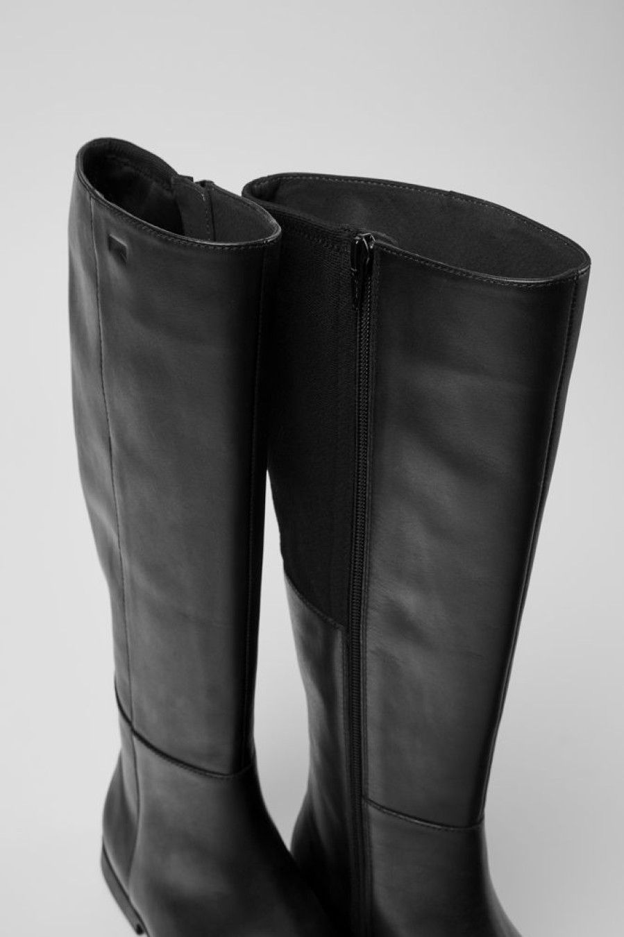 Damen CamperLab Stiefel | Schwarzer Langschaftstiefel Fur Damen Aus Textil Und Leder