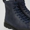 Damen CamperLab Stiefeletten | Marineblaue Damenstiefelette Aus Nubukleder