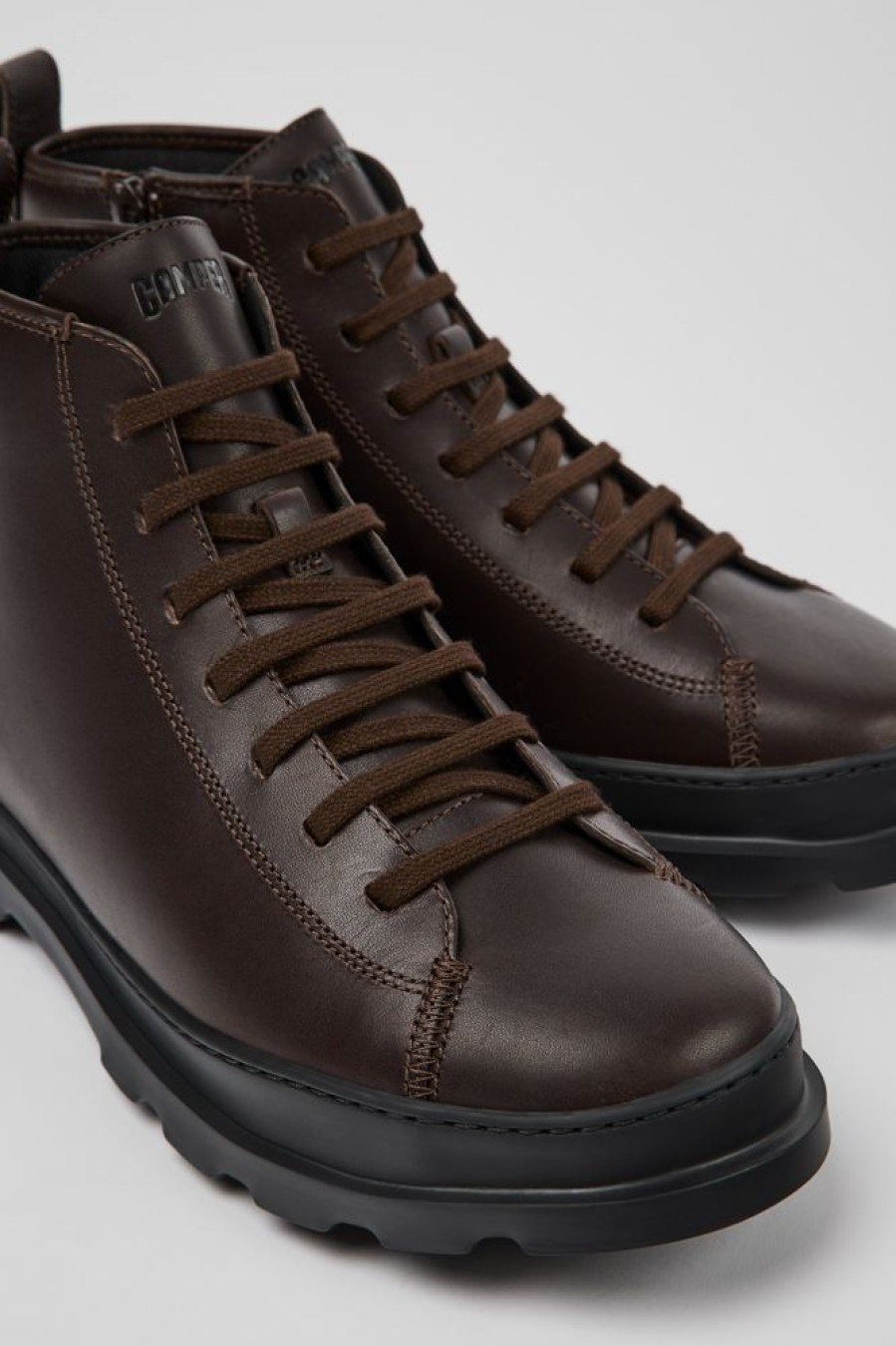 Herren CamperLab Elegante Schuhe | Dunkelbraune Herrenstiefelette Aus Leder