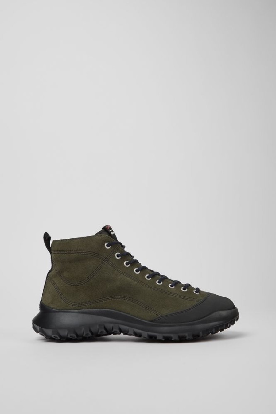 Herren CamperLab Stiefeletten | Grune Herrenstiefelette Aus Nubukleder Und Textil