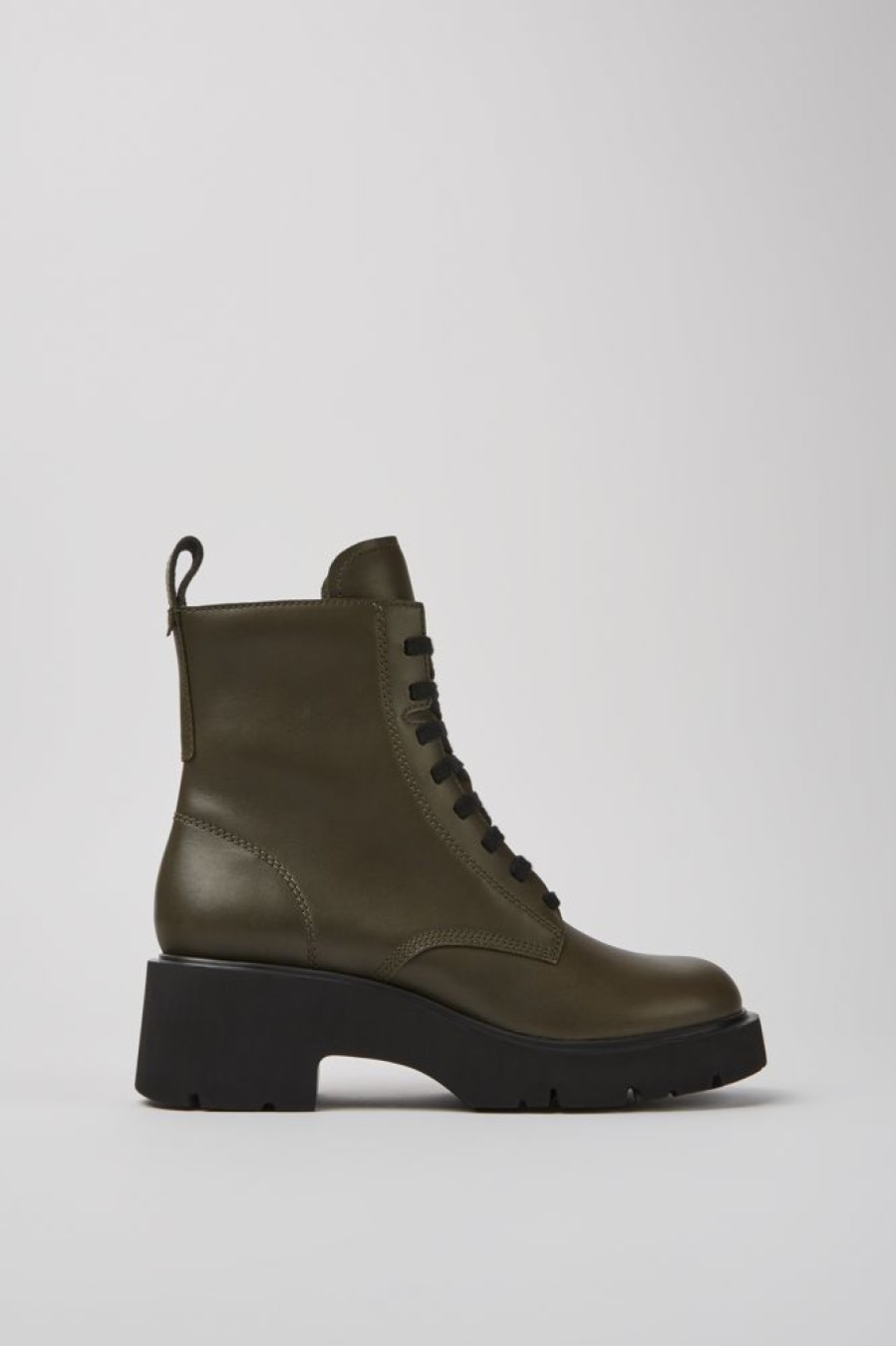 Damen CamperLab Stiefeletten | Gruner Damenschnurstiefel