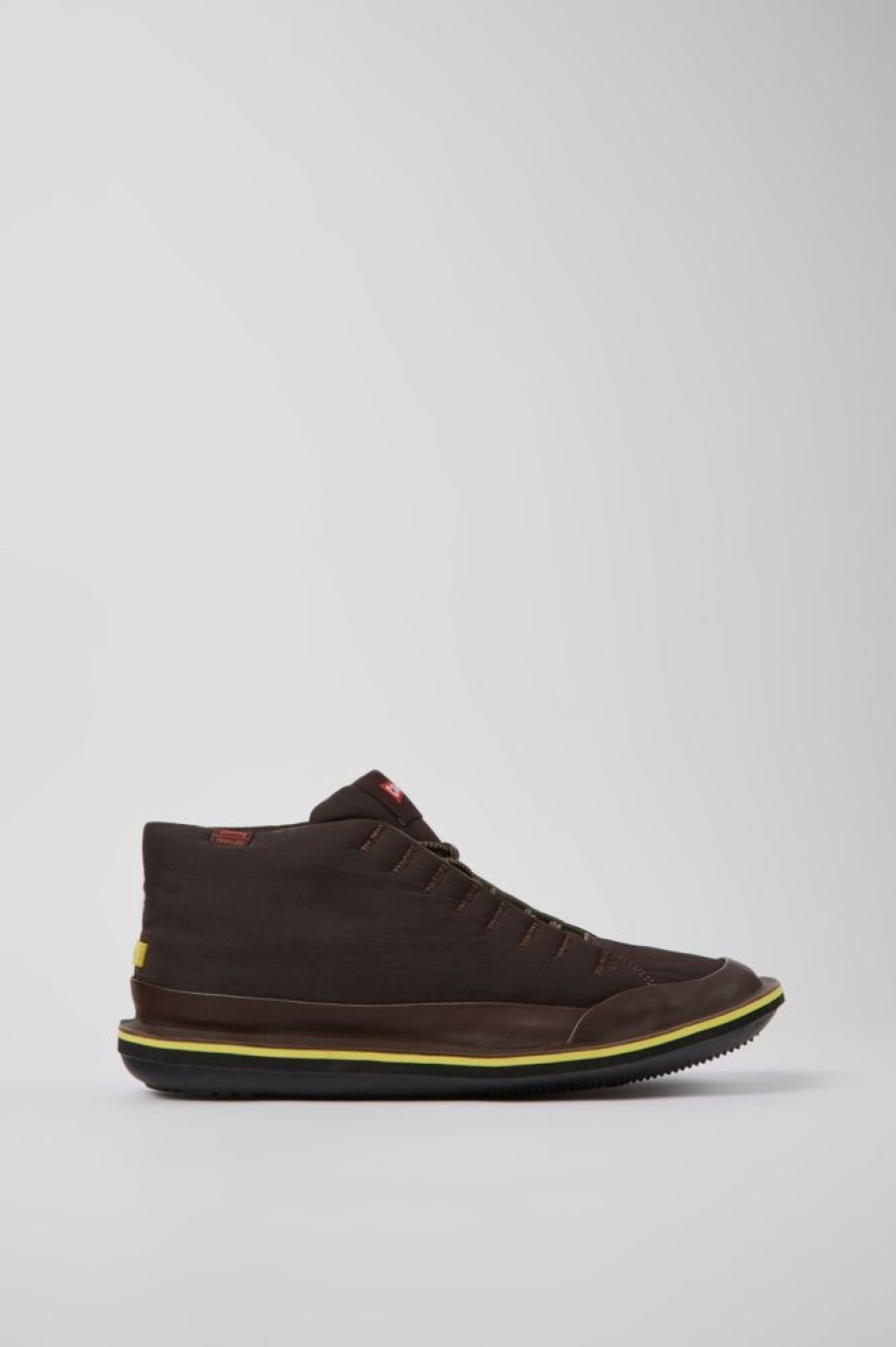 Herren CamperLab Lassige Schuhe | Braune Herrenstiefelette Aus Textil Und Nubuk