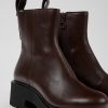 Damen CamperLab Stiefeletten | Brauner Damenstiefel Aus Leder Mit Reisverschluss