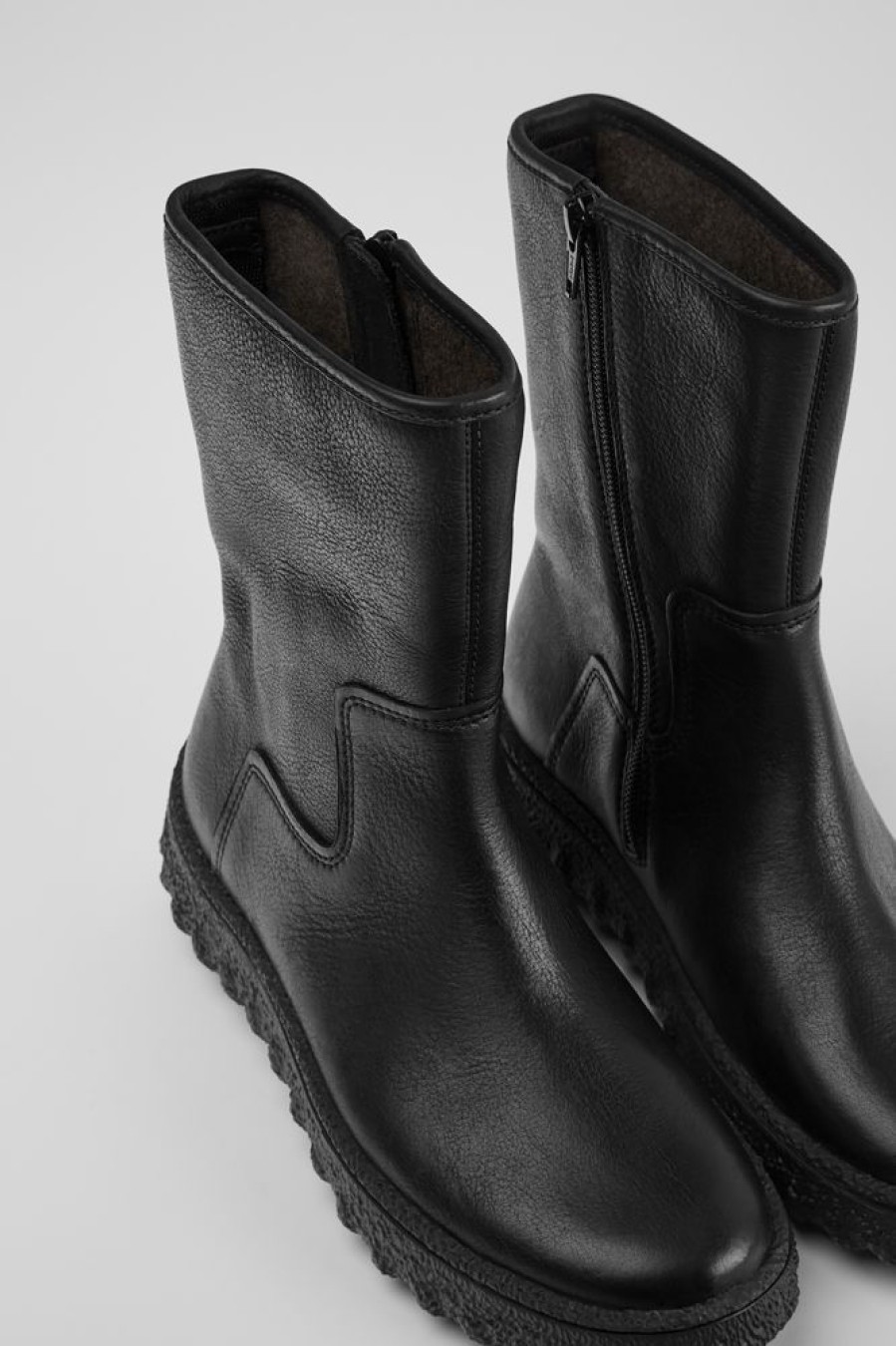 Damen CamperLab Stiefeletten | Schwarzer Damenstiefel Aus Leder