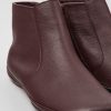 Damen CamperLab Stiefeletten | Weinrote Damenstiefelette Aus Leder