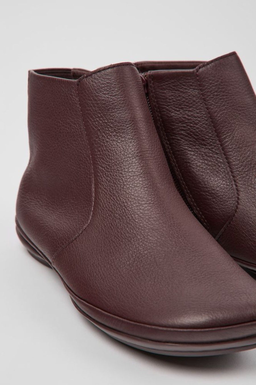 Damen CamperLab Stiefeletten | Weinrote Damenstiefelette Aus Leder