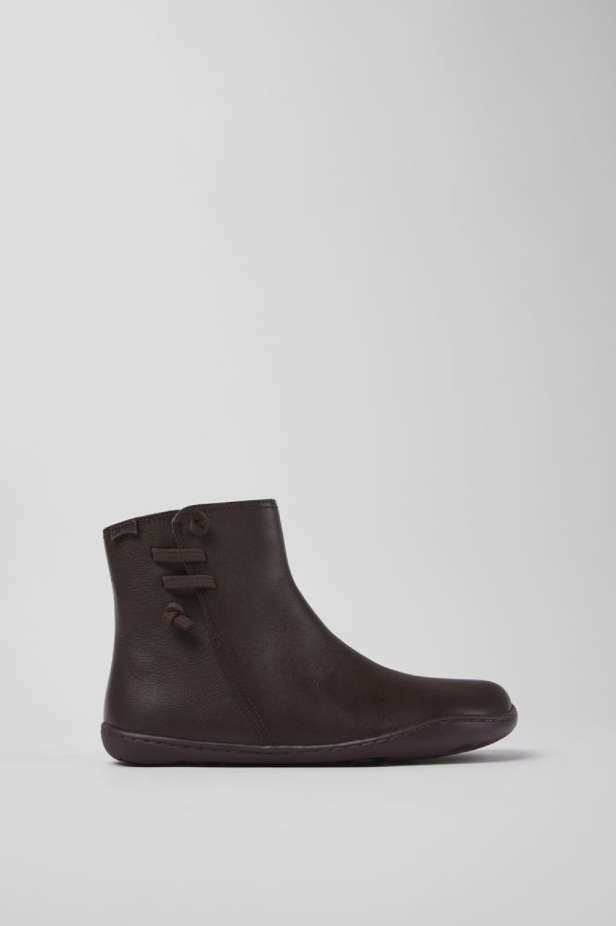 Damen CamperLab Stiefeletten | Weinrote Damenstiefelette Aus Leder