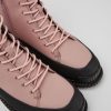 Damen CamperLab Stiefeletten | Damenschnurstiefel Aus Leder In Rosa Und Schwarz