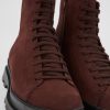 Herren CamperLab Stiefeletten | Weinroter, Mittelhoher Herrenschnurstiefel