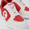 Kinder CamperLab Sneaker | Weis-Roter Kindersneaker Aus Leder Und Textil