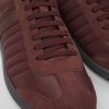 Herren CamperLab Lassige Schuhe | Weinroter Herrenschuh Aus Textil Und Nubukleder