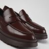 Damen CamperLab Sneaker | Weinroter Damenloafer Aus Leder