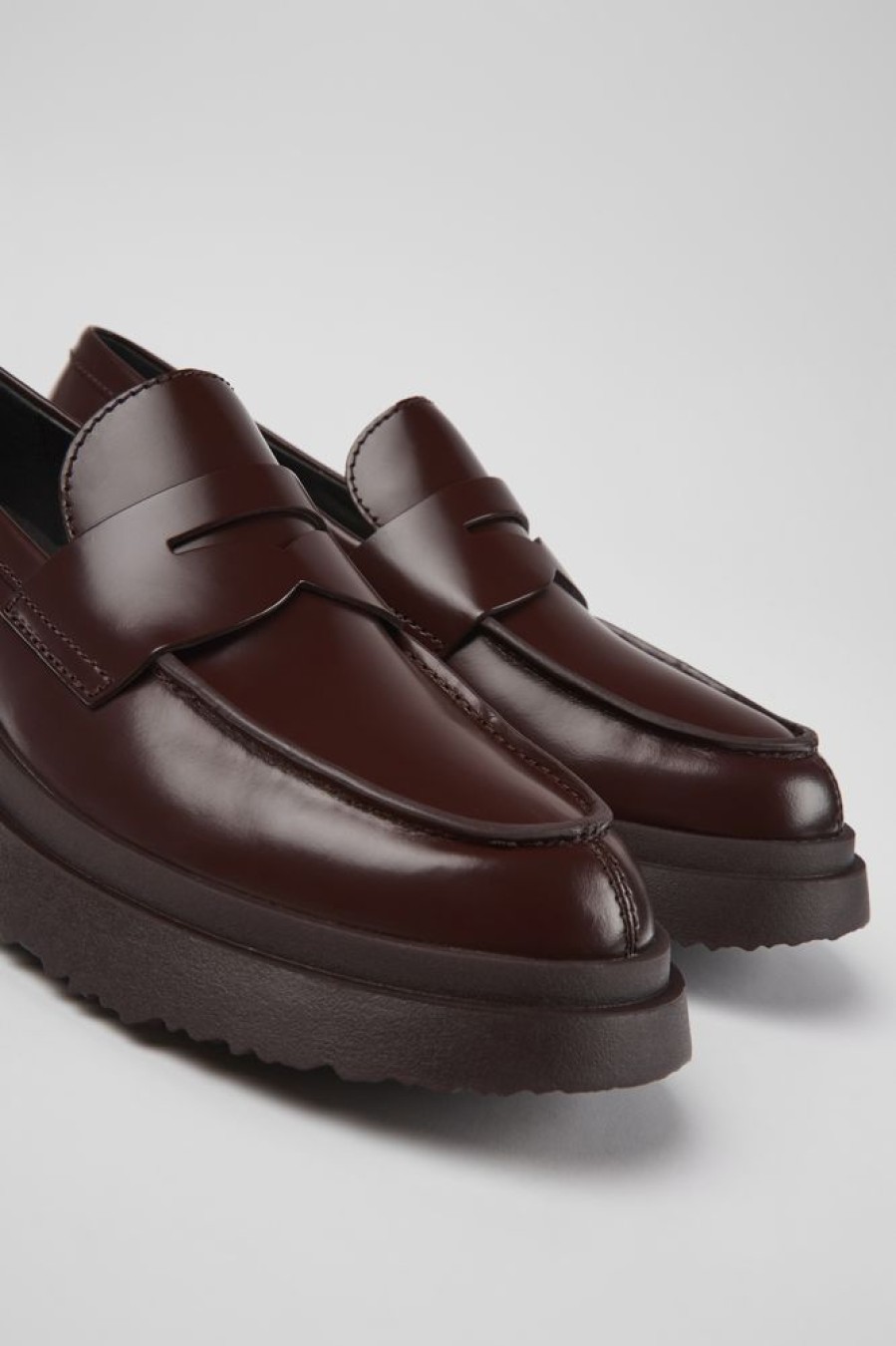 Damen CamperLab Sneaker | Weinroter Damenloafer Aus Leder