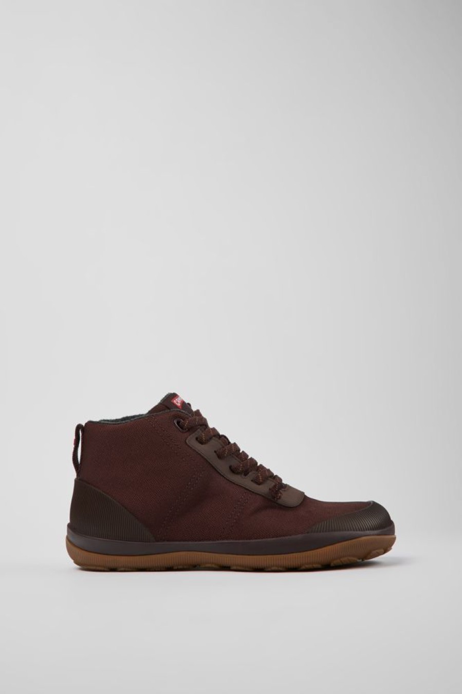 Herren CamperLab Lassige Schuhe | Weinrote Herrenstiefelette Aus Textil