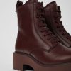 Damen CamperLab Stiefeletten | Weinroter Damenschnurstiefel