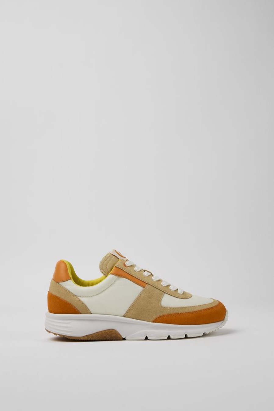 Damen CamperLab Sneaker | Damensneaker Aus Nubukleder Weis/Beige/Orange