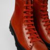 Damen CamperLab Stiefeletten | Roter Damenschnurstiefel Aus Leder