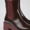 Damen CamperLab Stiefeletten | Weinroter Chelseastiefel Fur Damen Aus Leder