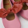 Kinder CamperLab Ballerinas | Rosa-Roter Kinderballerina Aus Leder