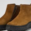 Damen CamperLab Stiefeletten | Braune Stiefelette Aus Veloursleder