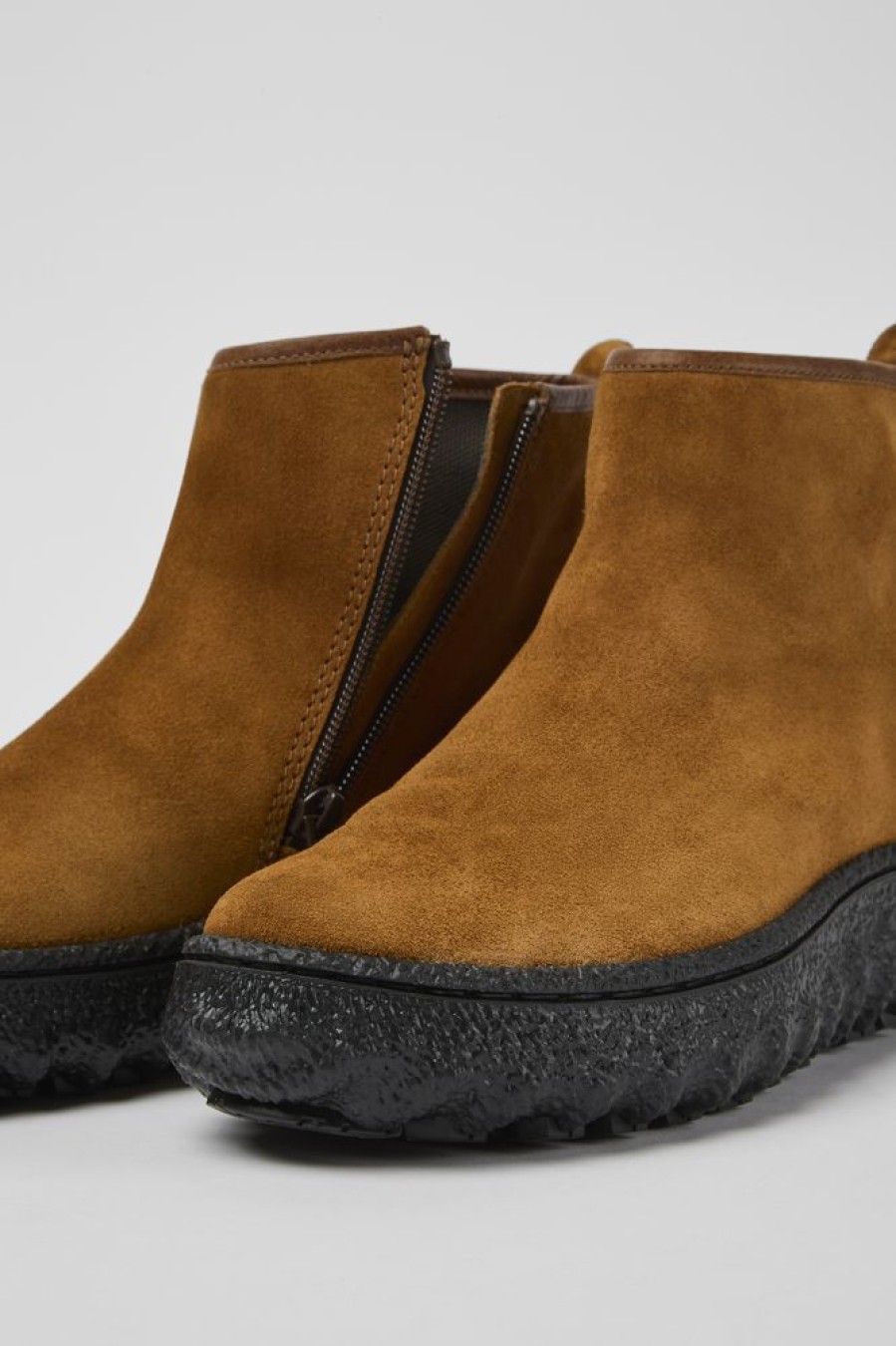 Damen CamperLab Stiefeletten | Braune Stiefelette Aus Veloursleder