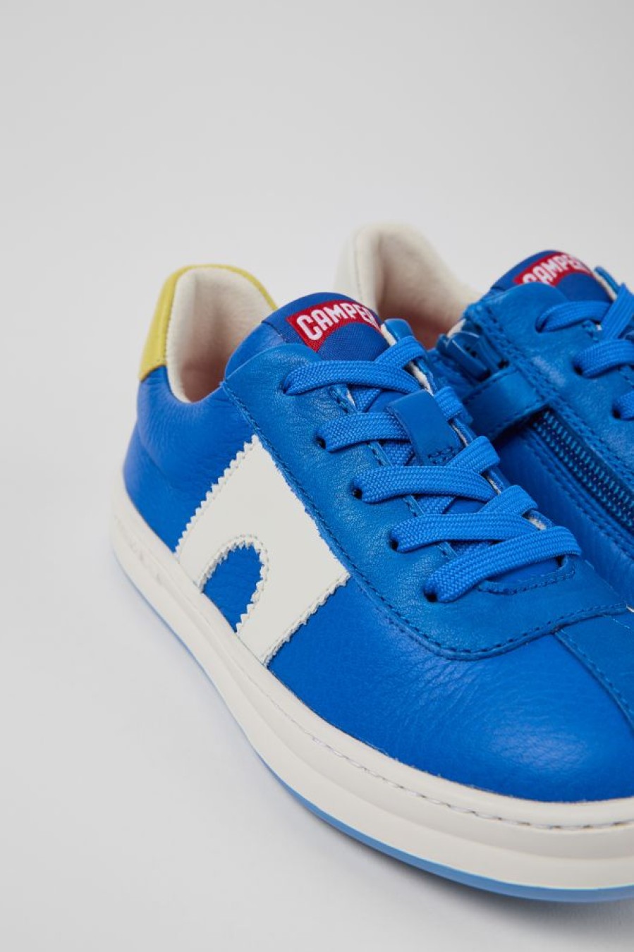 Kinder CamperLab Klettverschluss | Blauer Ledersneaker