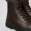 Damen CamperLab Stiefeletten | Dunkelbraune Damenstiefelette Aus Leder