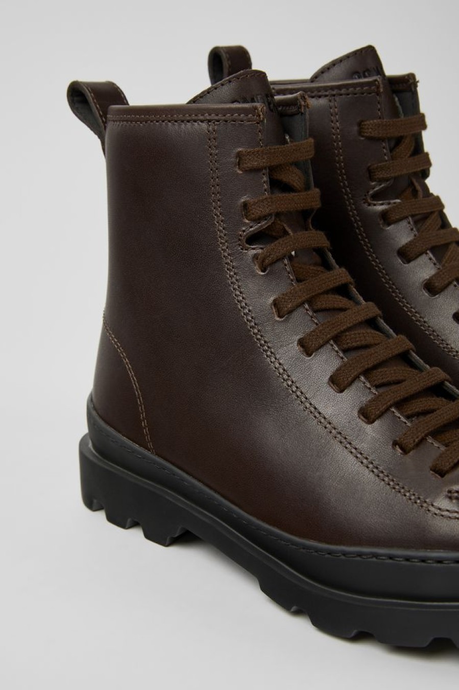 Damen CamperLab Stiefeletten | Dunkelbraune Damenstiefelette Aus Leder