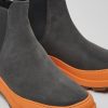 Herren CamperLab Elegante Schuhe | Dunkelgraue Herrenstiefelette Aus Nubukleder