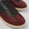 Herren CamperLab Lassige Schuhe | Weinroter Herrensneaker Aus Leder Und Textil