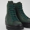 Damen CamperLab Stiefeletten | Gruner Damenschnurstiefel Aus Nubukleder