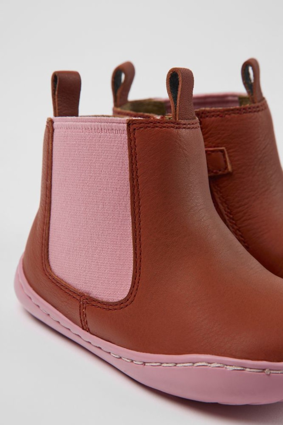 Kinder CamperLab Stiefel | Rosa-Roter Kinderstiefel Aus Leder