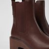 Damen CamperLab Stiefeletten | Weinroter Chelseastiefel Fur Damen Aus Leder