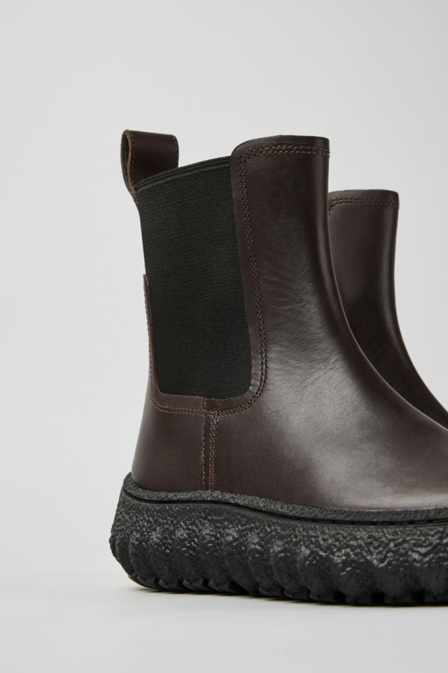 Damen CamperLab Stiefeletten | Dunkelbraune Damenstiefelette Aus Leder