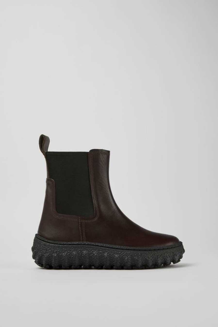 Damen CamperLab Stiefeletten | Dunkelbraune Damenstiefelette Aus Leder