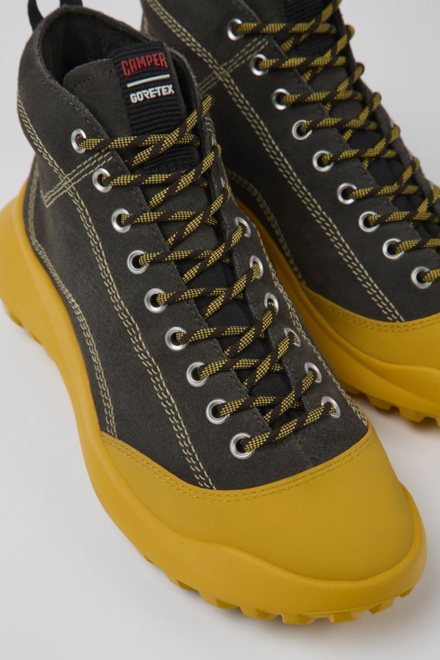 Damen CamperLab Stiefeletten | Grauer Damensneaker Aus Textil Und Nubukleder