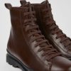 Herren CamperLab Stiefeletten | Weinroter, Mittelhoher Herrenschnurstiefel